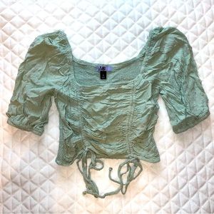 Green ruched crop top